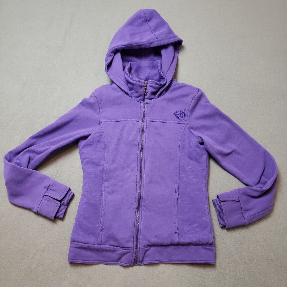 Fox zip up hoodie quilted lining thick y2k Size Large embroidered logo